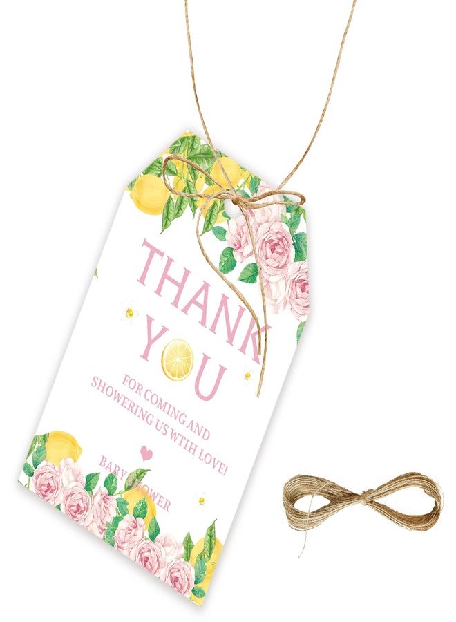 FORSHEEP 50pcs Lemon Thank You Tags, Lemon Gift Tag with String for Wedding Party, Thank You Paper Tags for Lemon Bridal Shower/Lemon Birthday Party Favors - Image 1